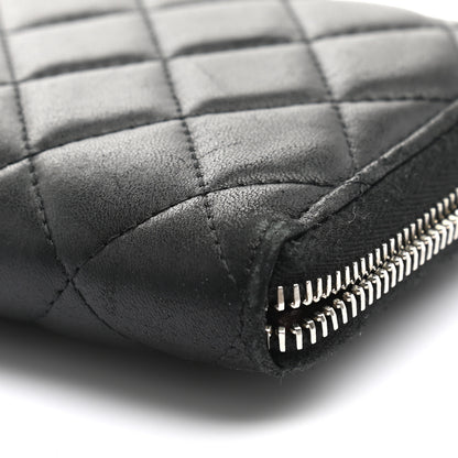 Chanel Lambskin Quilted Large Gusset Zip Around Wallet Black 12 of 13