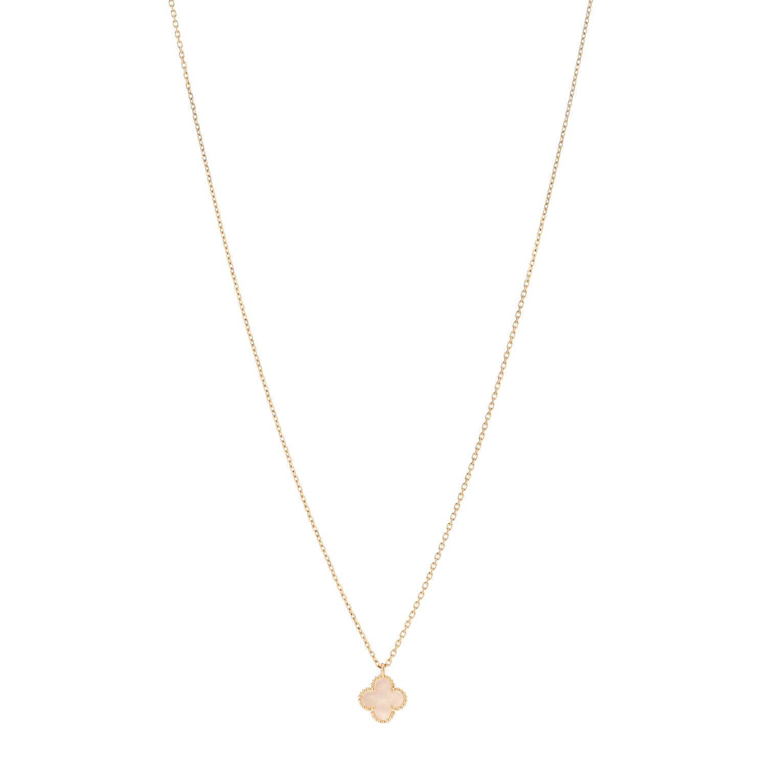 Van Cleef & Arpels 18K Yellow Gold Mother of Pearl Sweet Alhambra Pendant Necklace 1 of 6