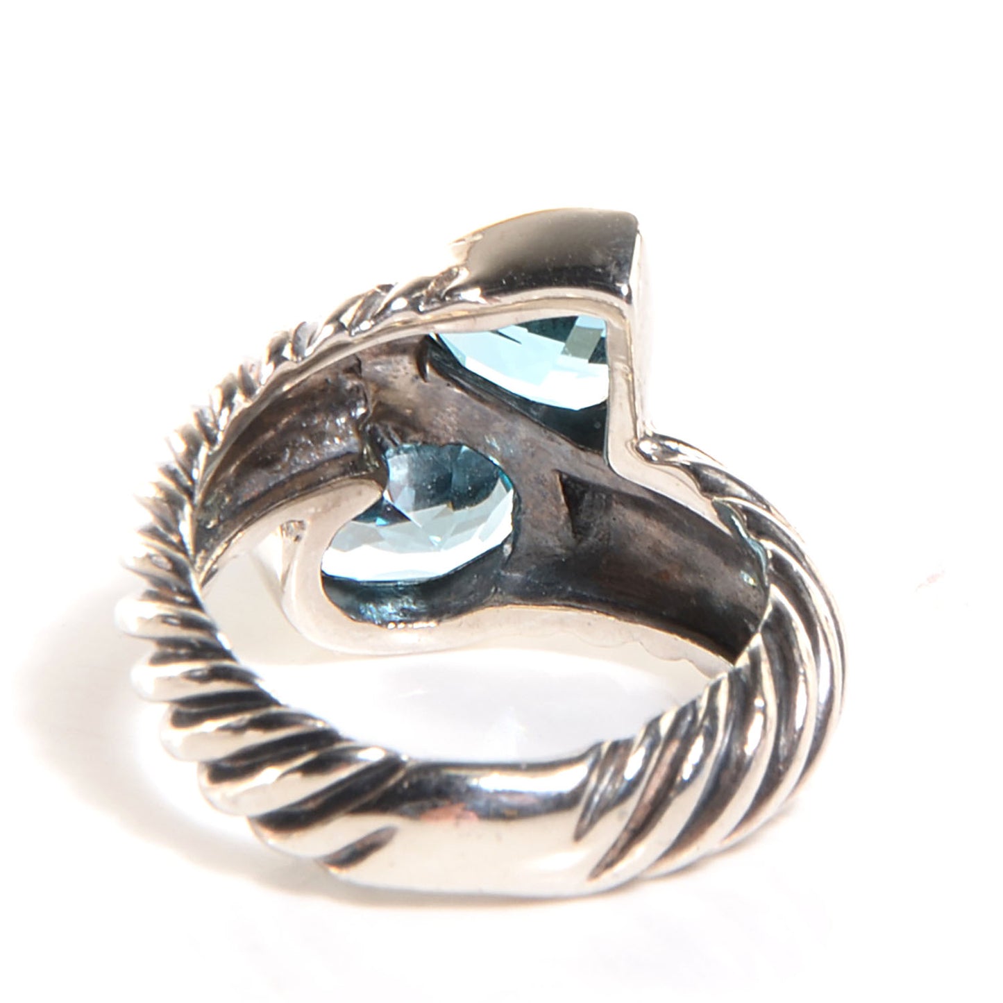 Sterling Silver 18k Gold Blue Topaz Bypass Renaissance Ring 6.25