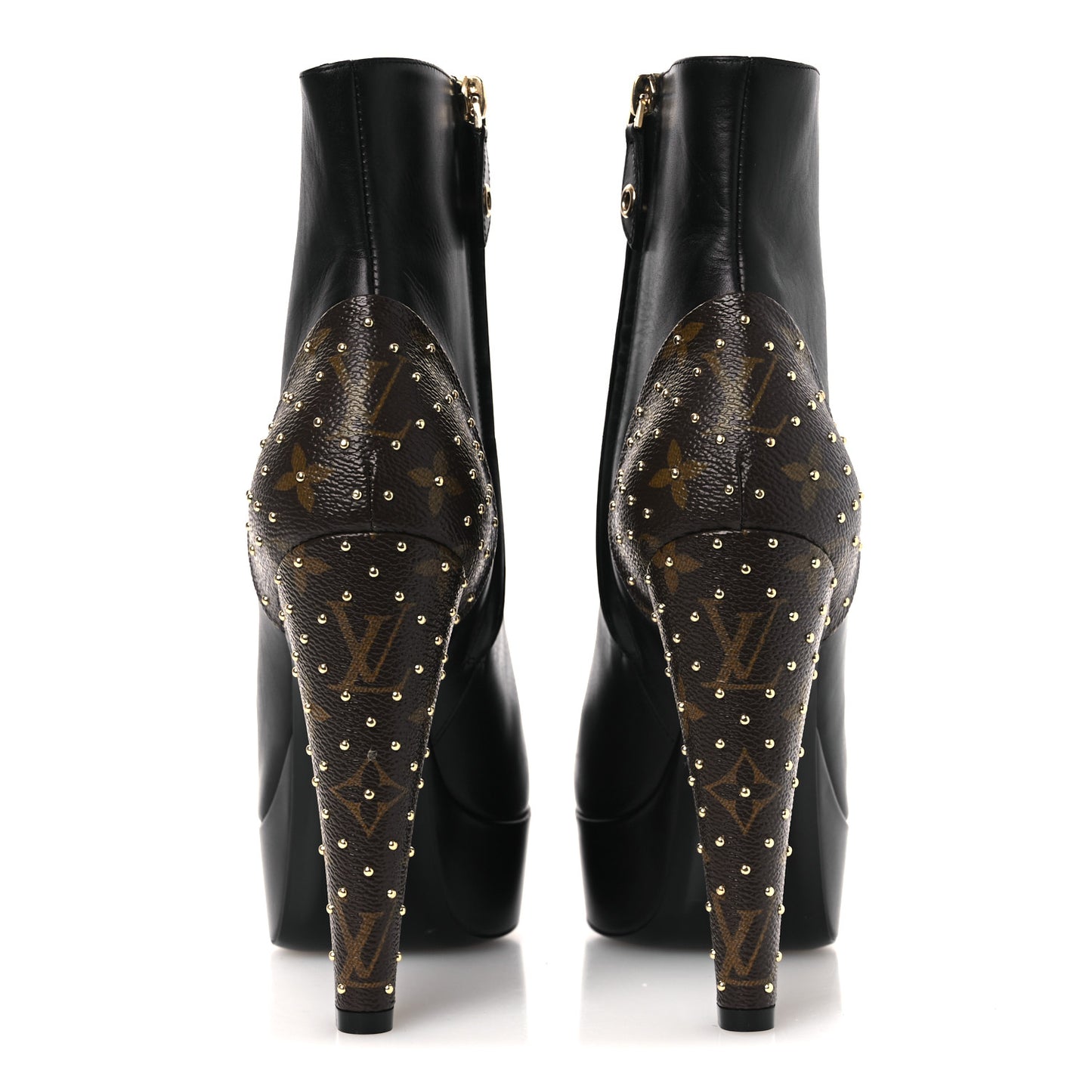 Soft Calfskin Monogram Afterglow Platform Ankle Boots 38.5 Black