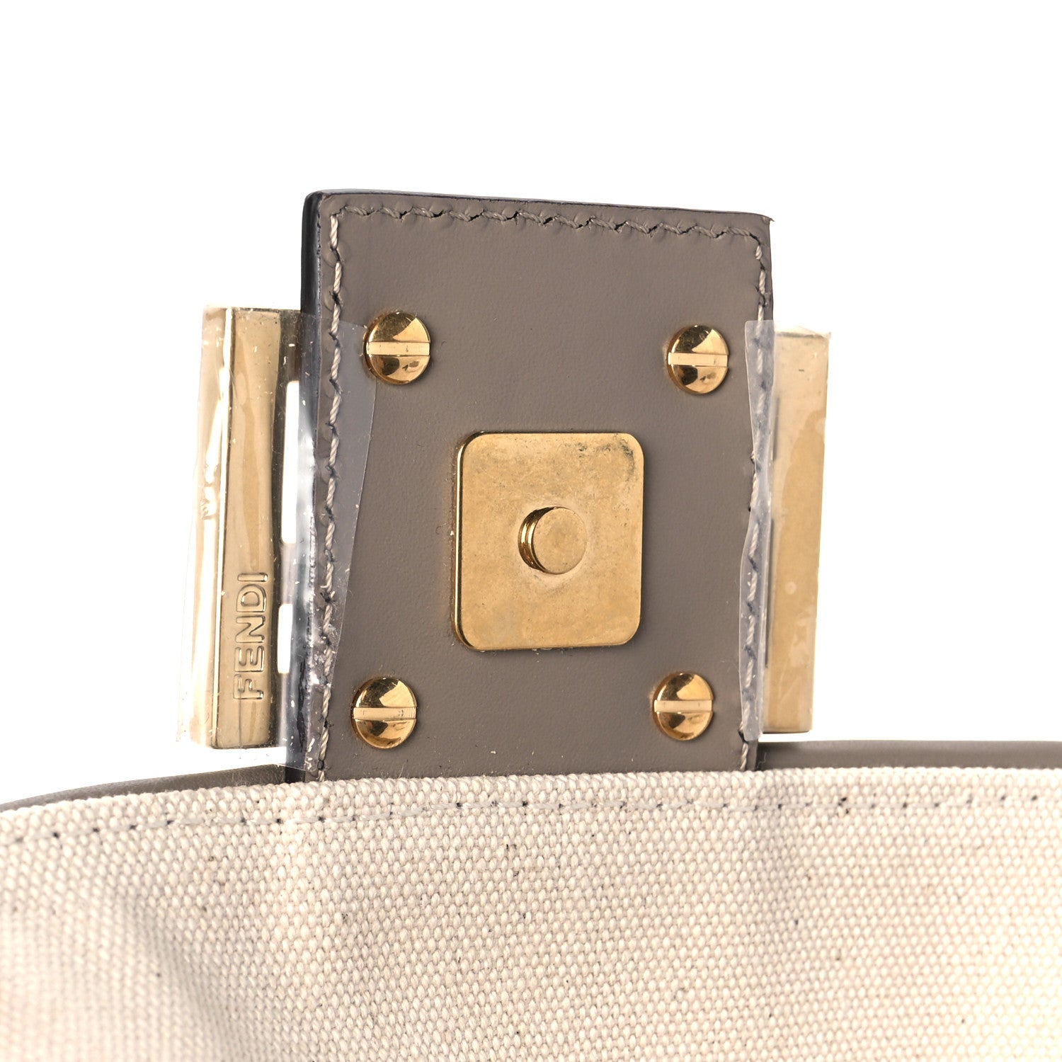 Fendi Canvas Vitello Seta FF Multicolor Embroidered Baguette Grezzo Multicolor Tortora 9 of 12