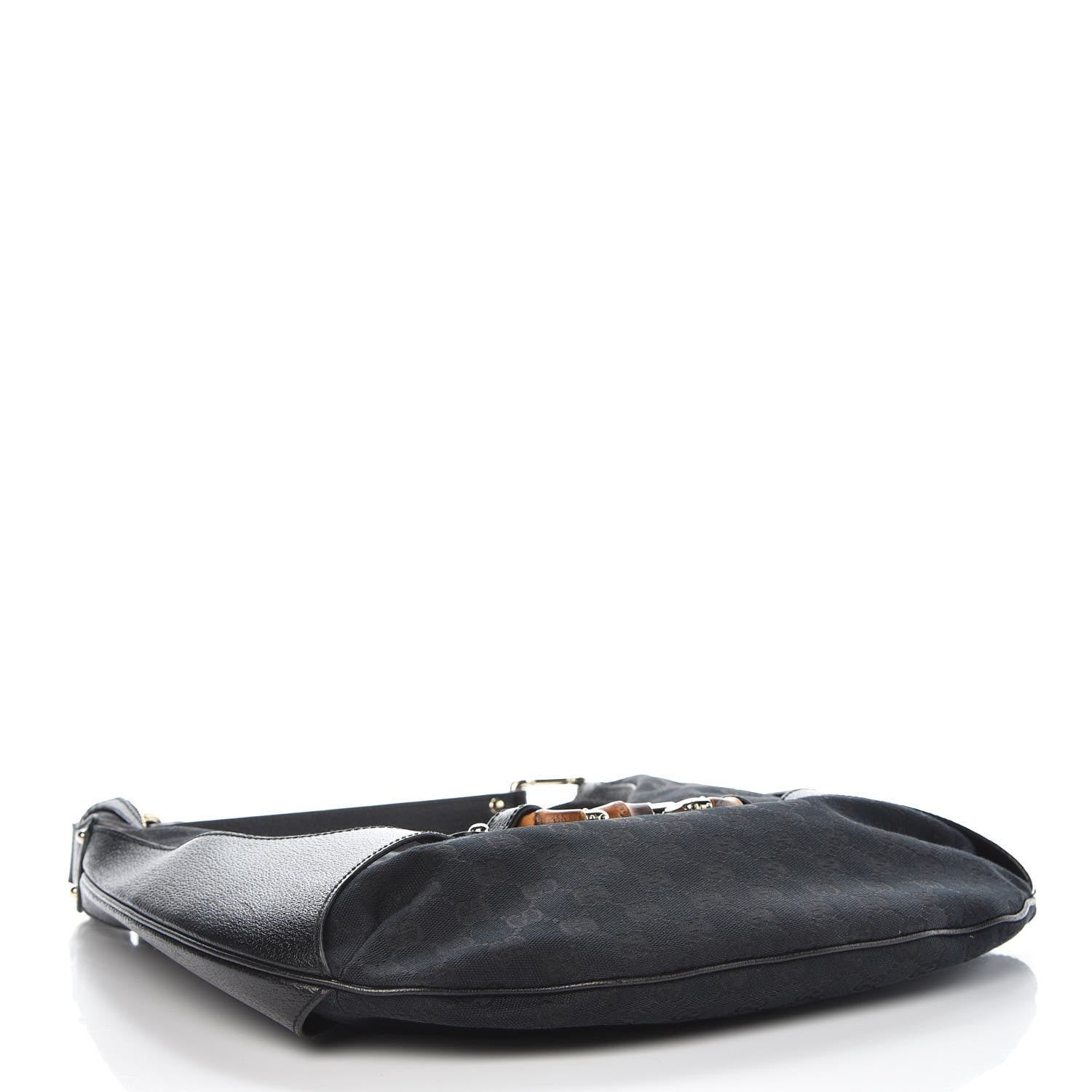 Gucci Monogram Bamboo Horsebit Hobo Black 4 of 7