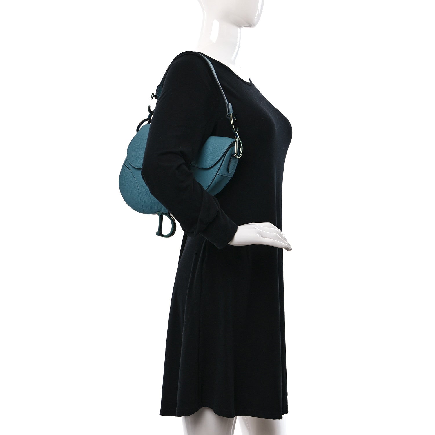 Christian Dior Grained Calfskin Saddle Bag Sky Blue 2 of 9