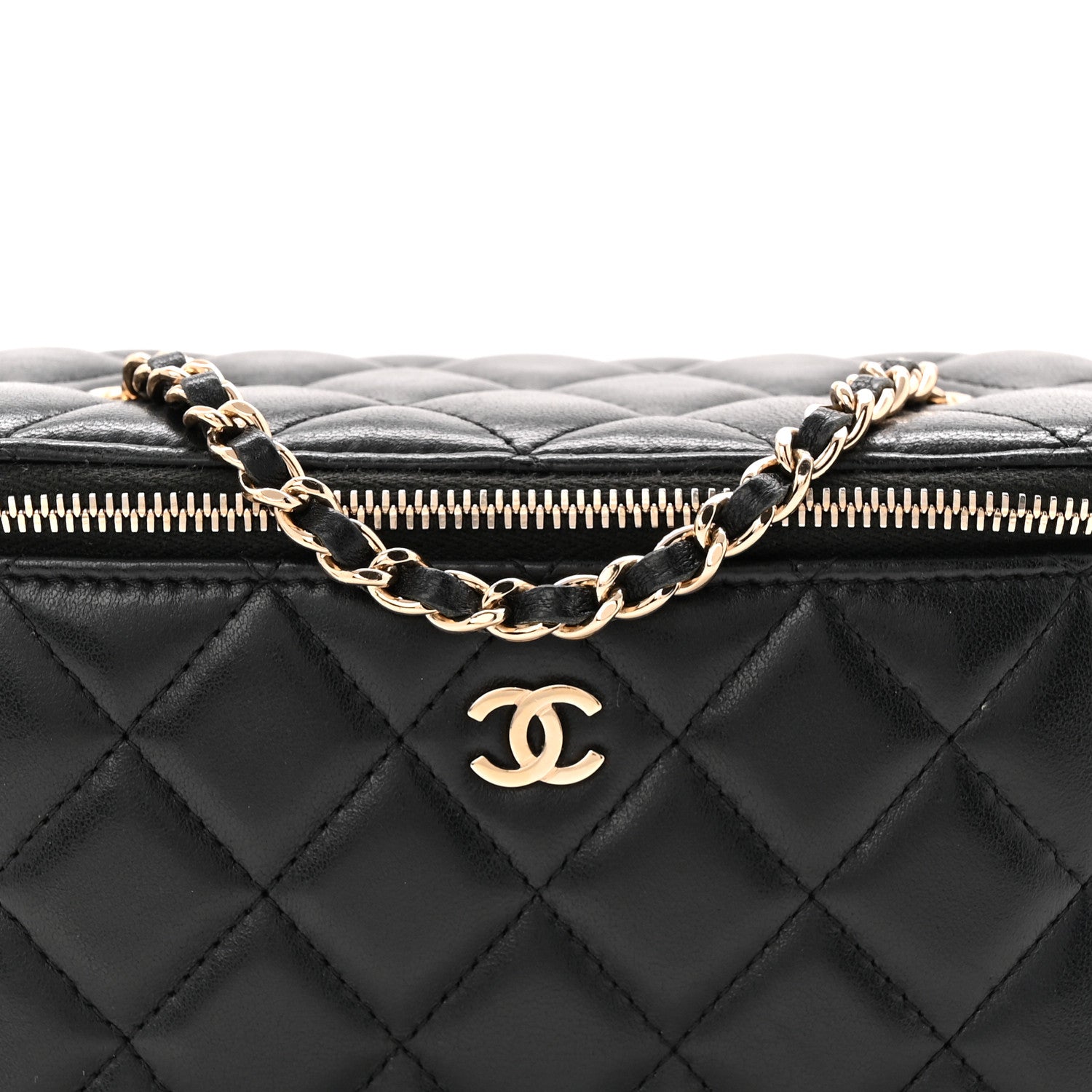 Chanel Lambskin Quilted Small Vanity Case With Chain Black 8 of 10