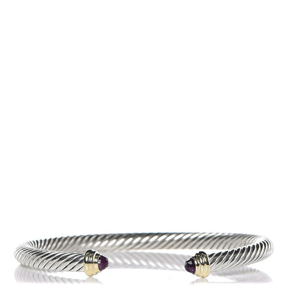 David Yurman Sterling Silver 14K Yellow Gold Amethyst 5mm Cable Classics Petite Color Bracelet 1 of 4