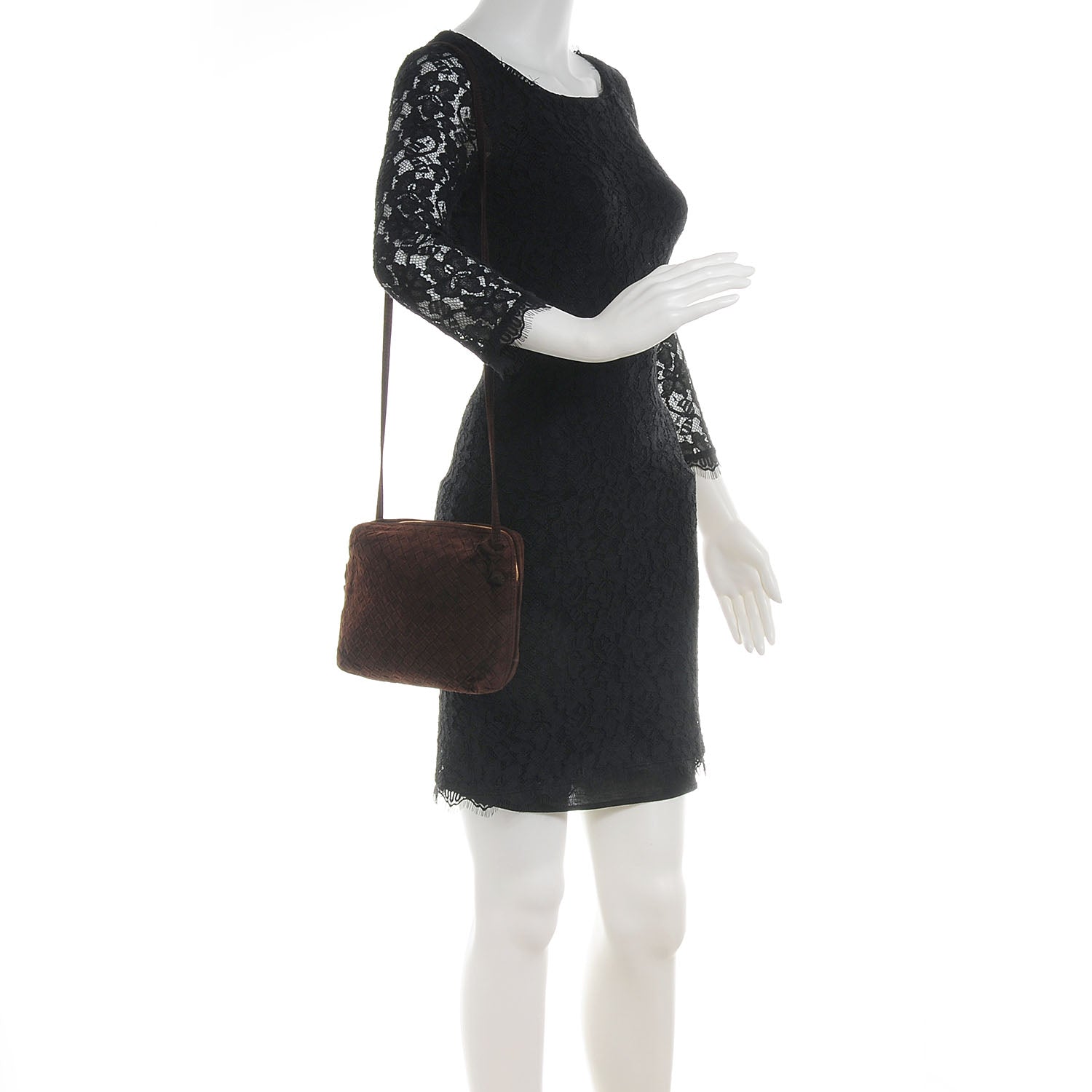 Bottega Veneta Vintage Suede Intrecciato Small Messenger Bag Brown 2 of 8