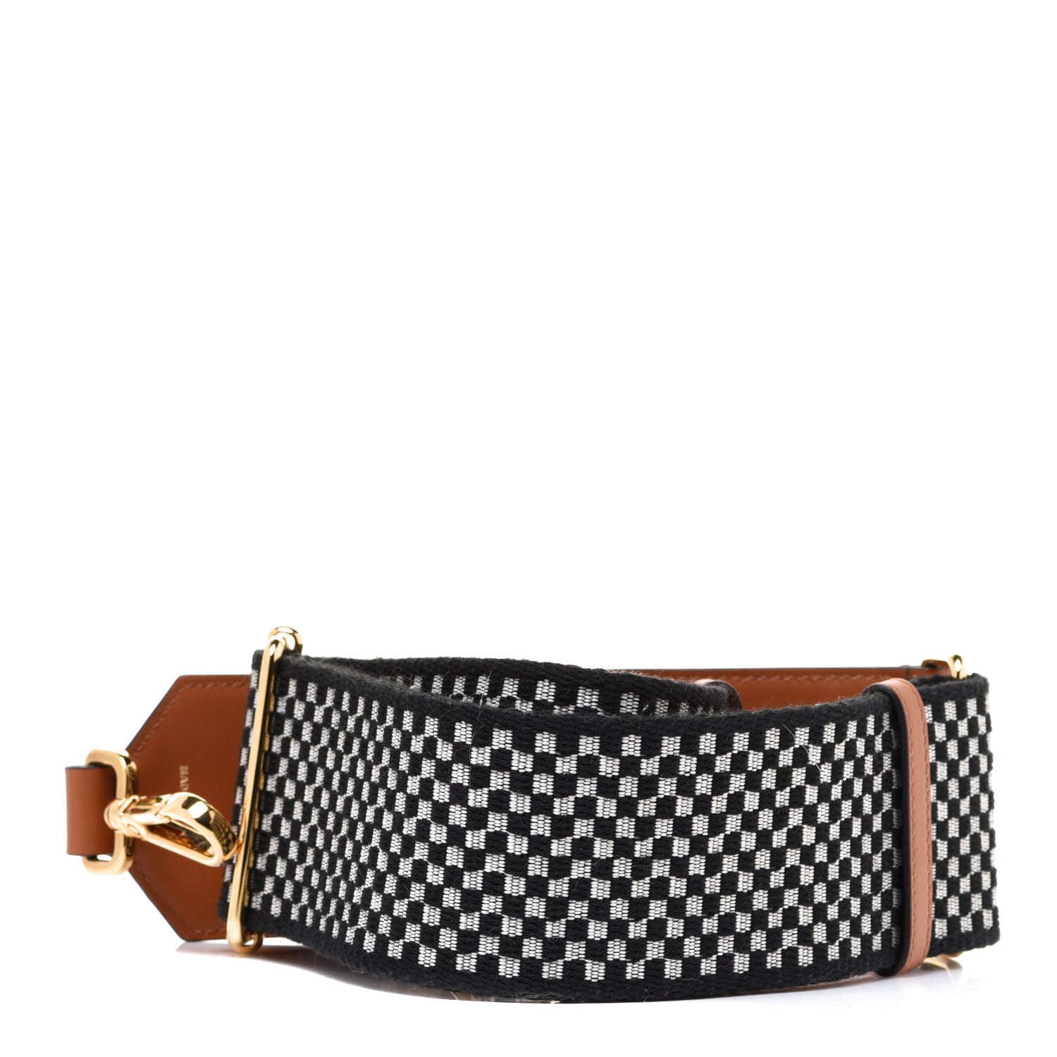 Fendi Ribbon Vitello King Logo Embossed Gingham Woven Adjustable Strap You Panna Black Cuoio 2 of 6