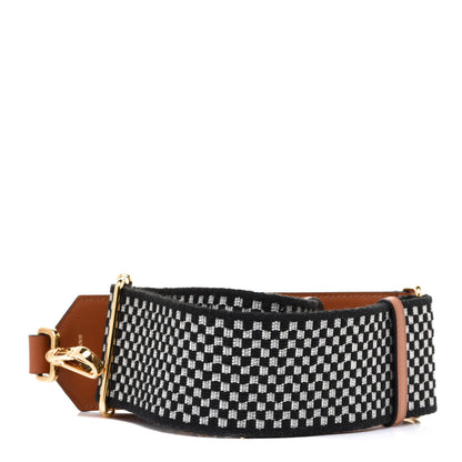 Fendi Ribbon Vitello King Logo Embossed Gingham Woven Adjustable Strap You Panna Black Cuoio 2 of 6