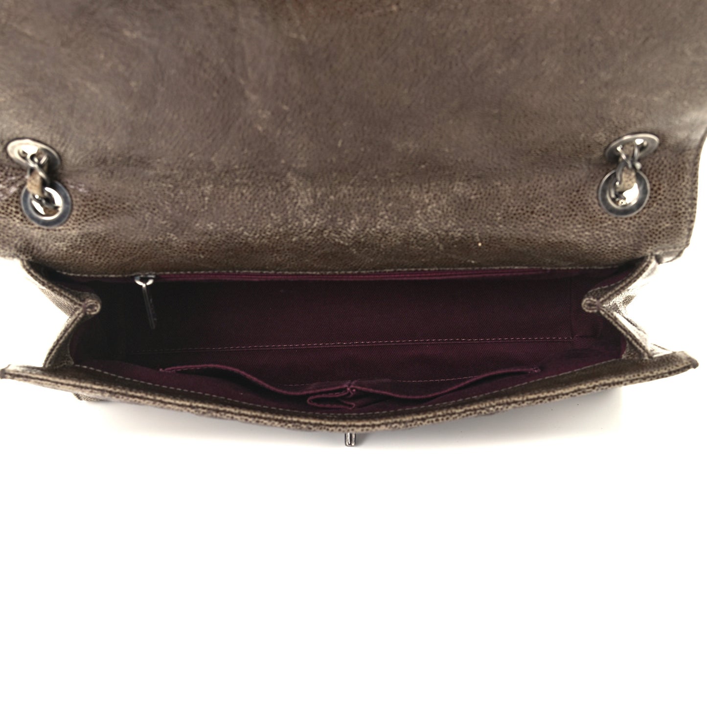 Crumpled Grained Calfskin Jumbo CC Crave Flap Beige