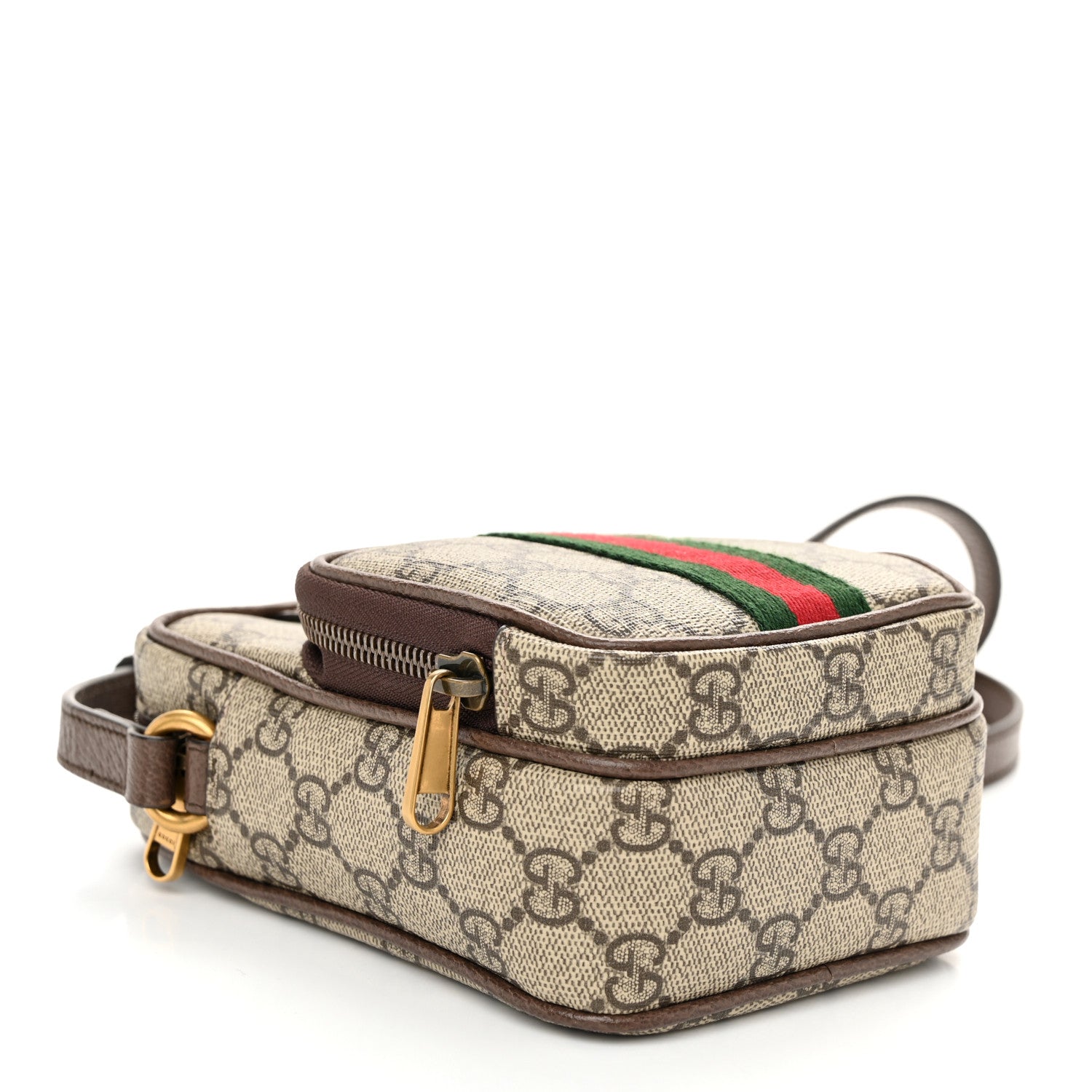 Gucci GG Supreme Monogram Web Mini Ophidia Double Zip Messenger Bag Beige New Acero 4 of 11