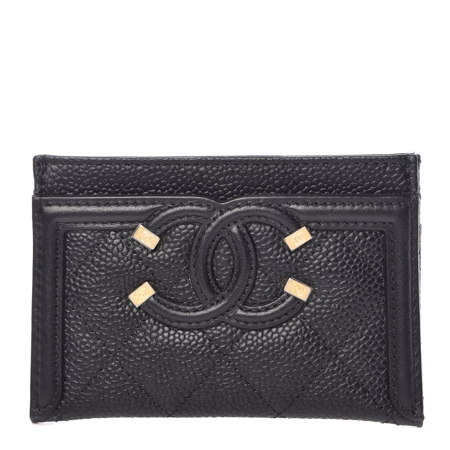 Chanel Caviar Quilted Filigree Card Holder Black 1 of 8