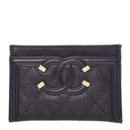 Chanel Caviar Quilted Filigree Card Holder Black 1 of 8