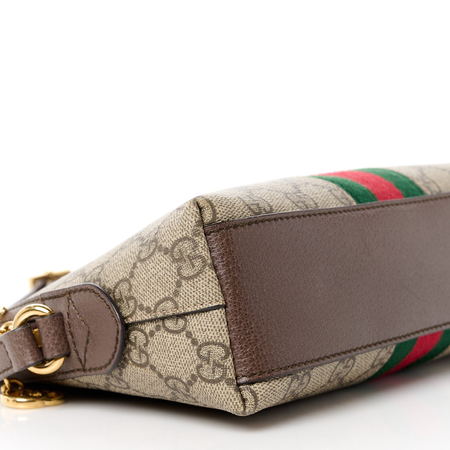 Gucci GG Supreme Monogram Textured Dollar Calfskin Web Small Ophidia Dome Shoulder Bag Beige Ebony New Acero 10 of 12