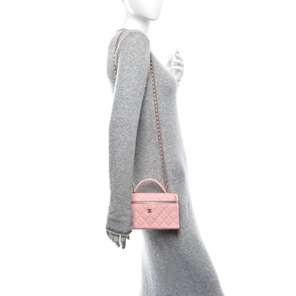Chanel Caviar Quilted Top Handle Slim Vanity With Chain Light Pink 2 of 11