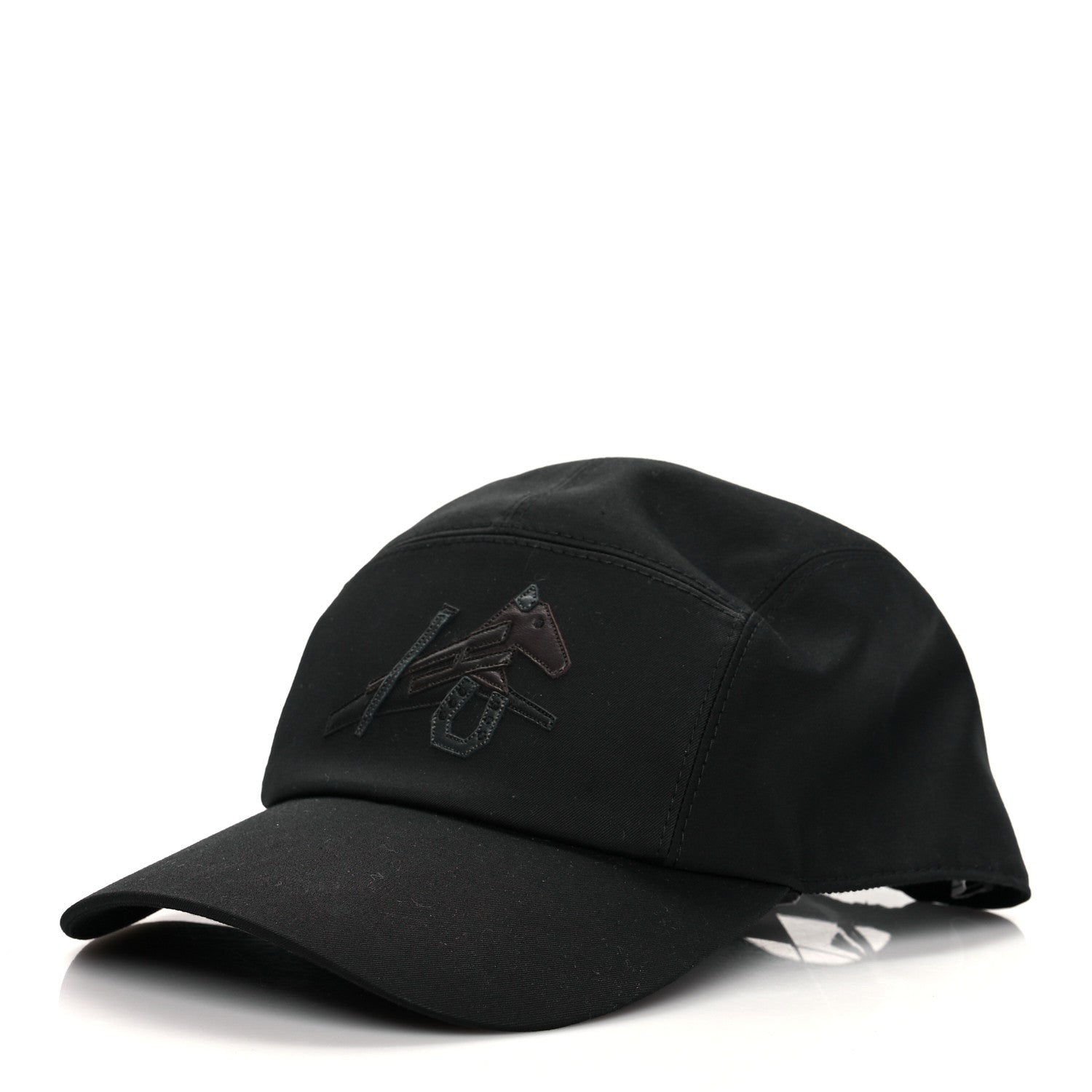 Hermes Stretch Cotton Lambskin Nevada Puzzle Equestre Hat 59 Black 1 of 8
