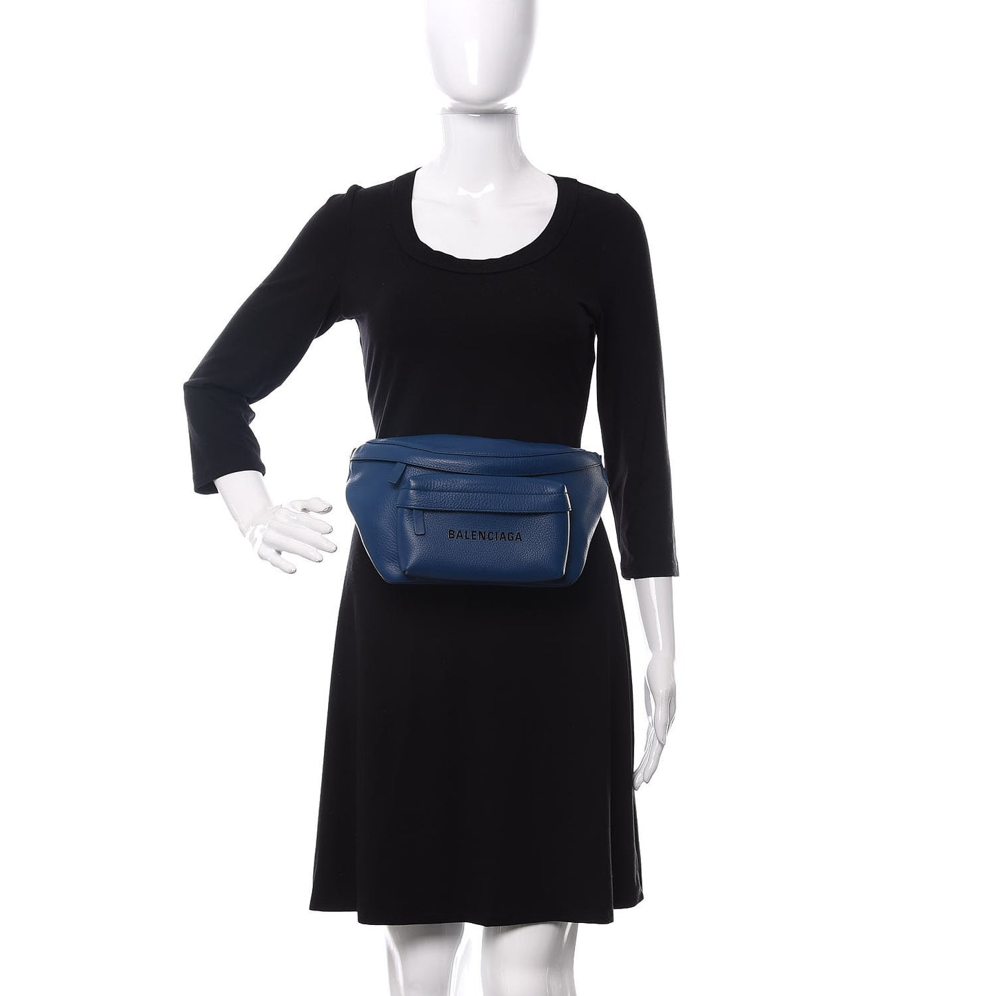 Smooth Calfskin Logo Large Everyday Beltpack Peacock Blue Black