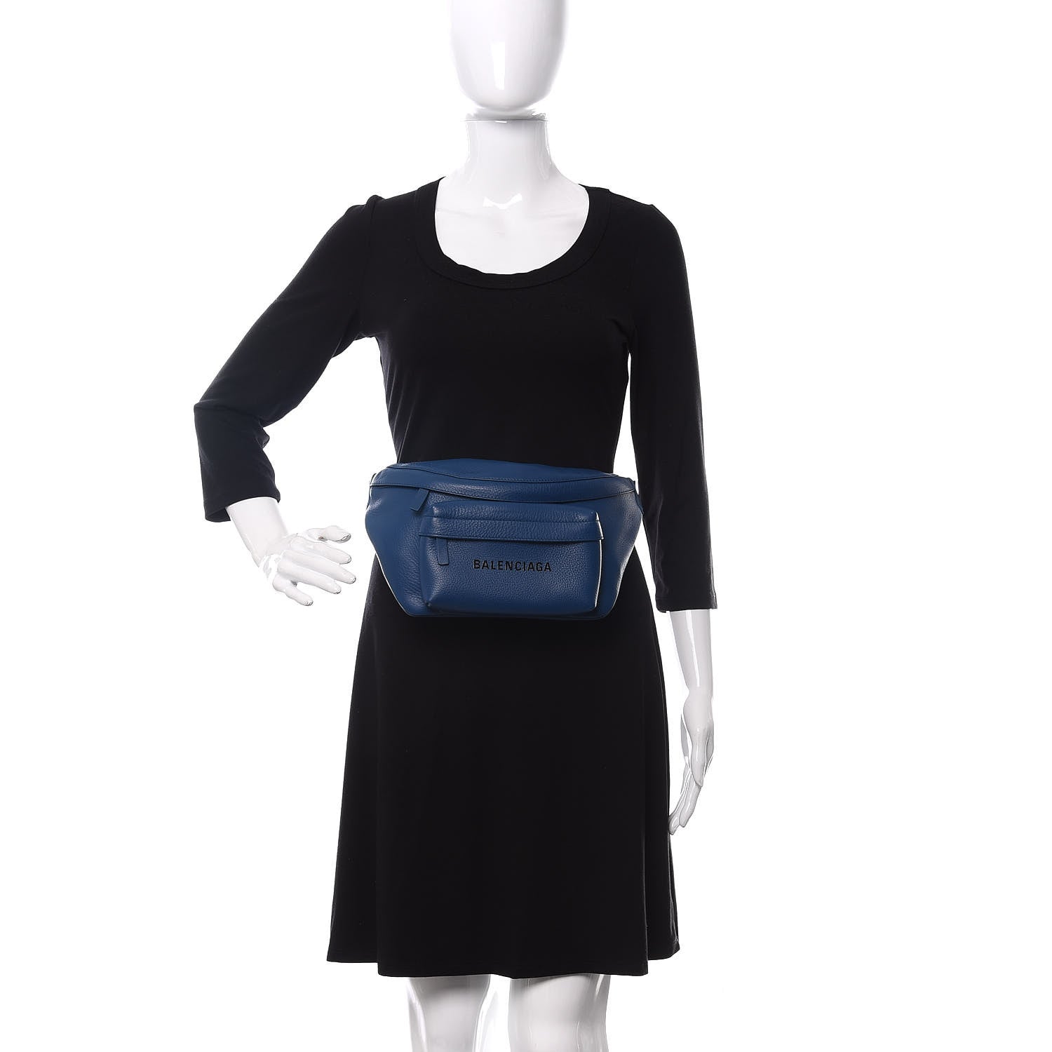 Balenciaga Smooth Calfskin Logo Large Everyday Beltpack Peacock Blue Black 2 of 10