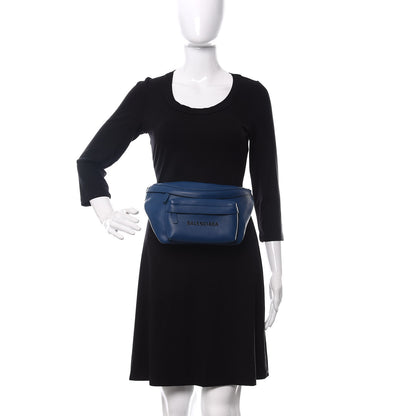 Balenciaga Smooth Calfskin Logo Large Everyday Beltpack Peacock Blue Black 2 of 10