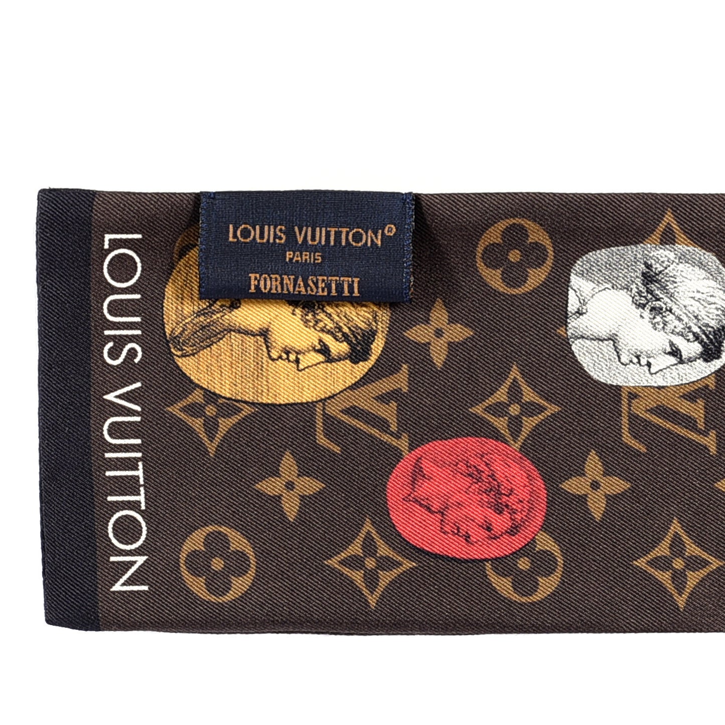X FORNASETTI Silk Monogram Cameo Bandeau Brown