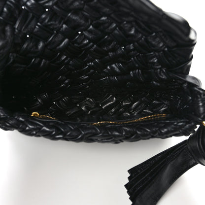 Bottega Veneta Calfskin Foulard Intreccio Kalimero Città Shoulder Bag Black 5 of 9