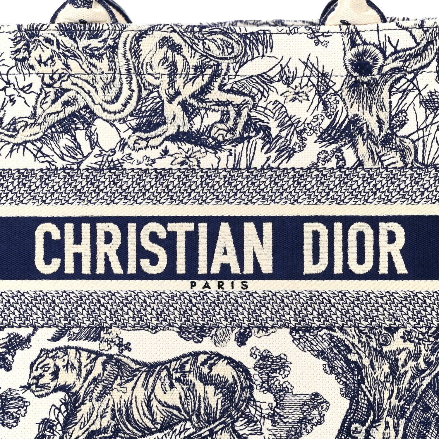 Christian Dior Canvas Embroidered Medium Dioriviera Toile De Jouy Book Tote Blue 9 of 10