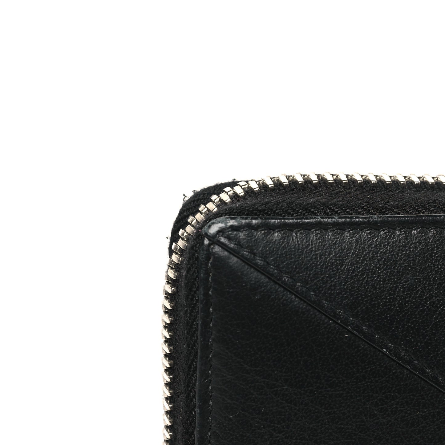 Calfskin Papier Zip Around Wallet Black