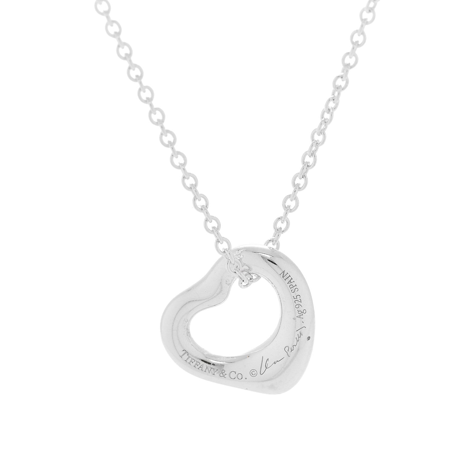 Tiffany Sterling Silver 11mm Elsa Peretti Open Heart Pendant Necklace 5 of 6