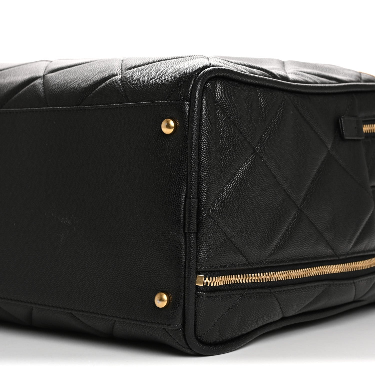 Chanel Shiny Grained Calfskin Quilted Large Travel Bowling Bag Black 10 of 11