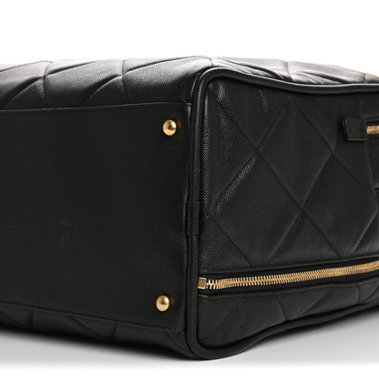 Chanel Shiny Grained Calfskin Quilted Large Travel Bowling Bag Black 10 of 11
