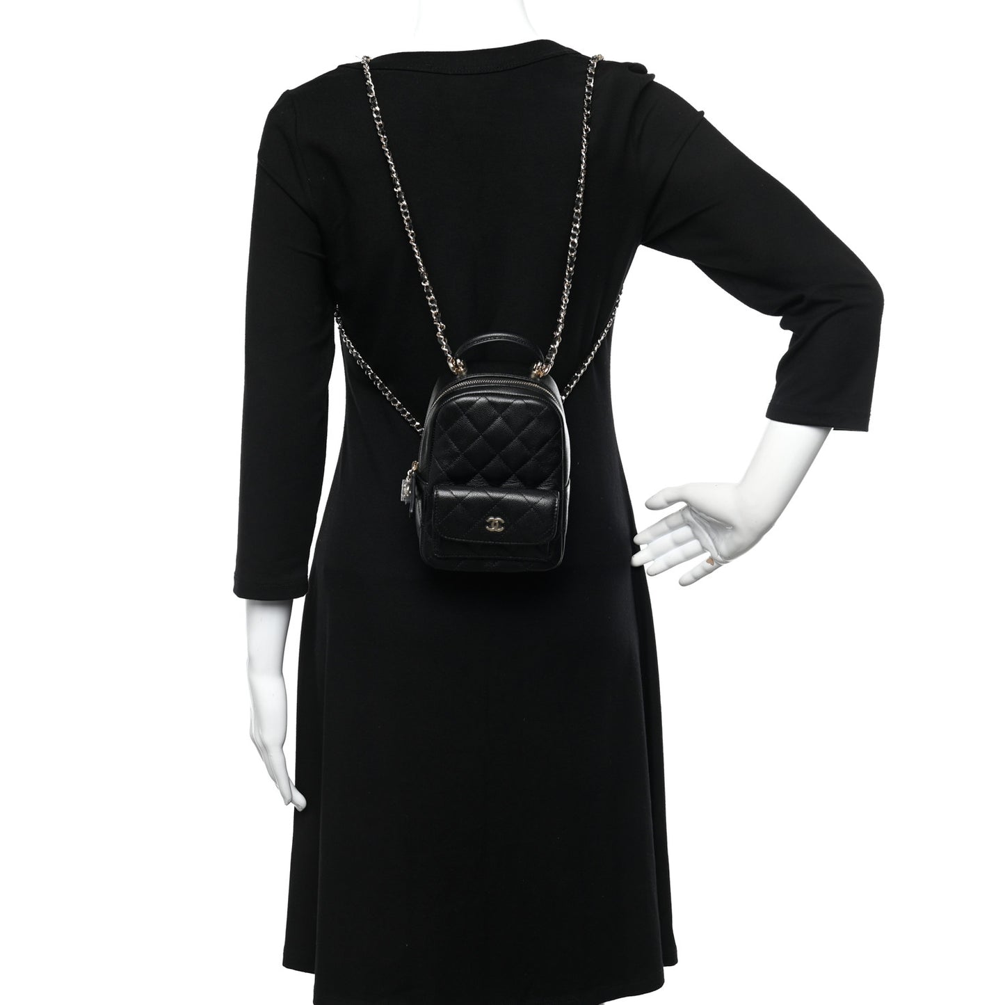 Caviar Quilted CC Mini Classic Backpack Black