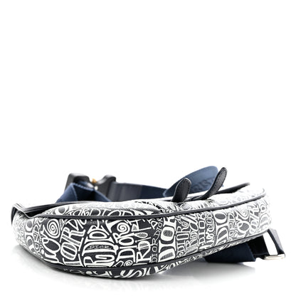 Christian Dior X SHAWN STUSSY Grained Calfskin Printed Mens Saddle Bag Navy Blue 4 of 9