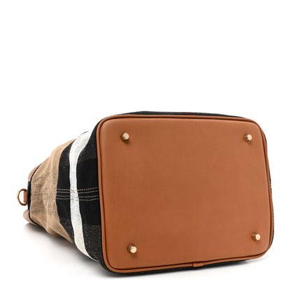 Burberry Grainy Calfskin Canvas Mega Check Medium Ashby Tassel Hobo Saddle Brown 5 of 13