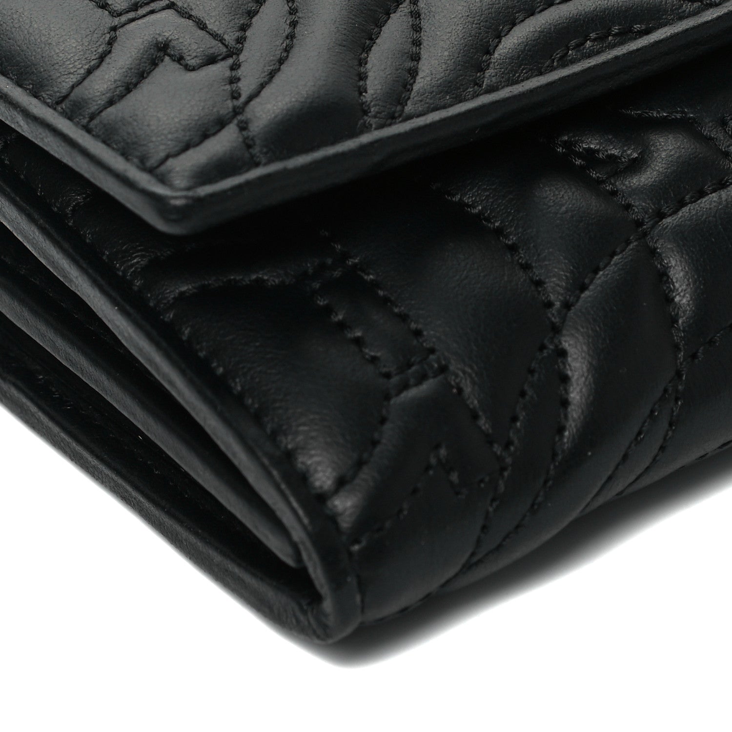 Salvatore Ferragamo Calfskin Quilted Continental Wallet Black 8 of 9