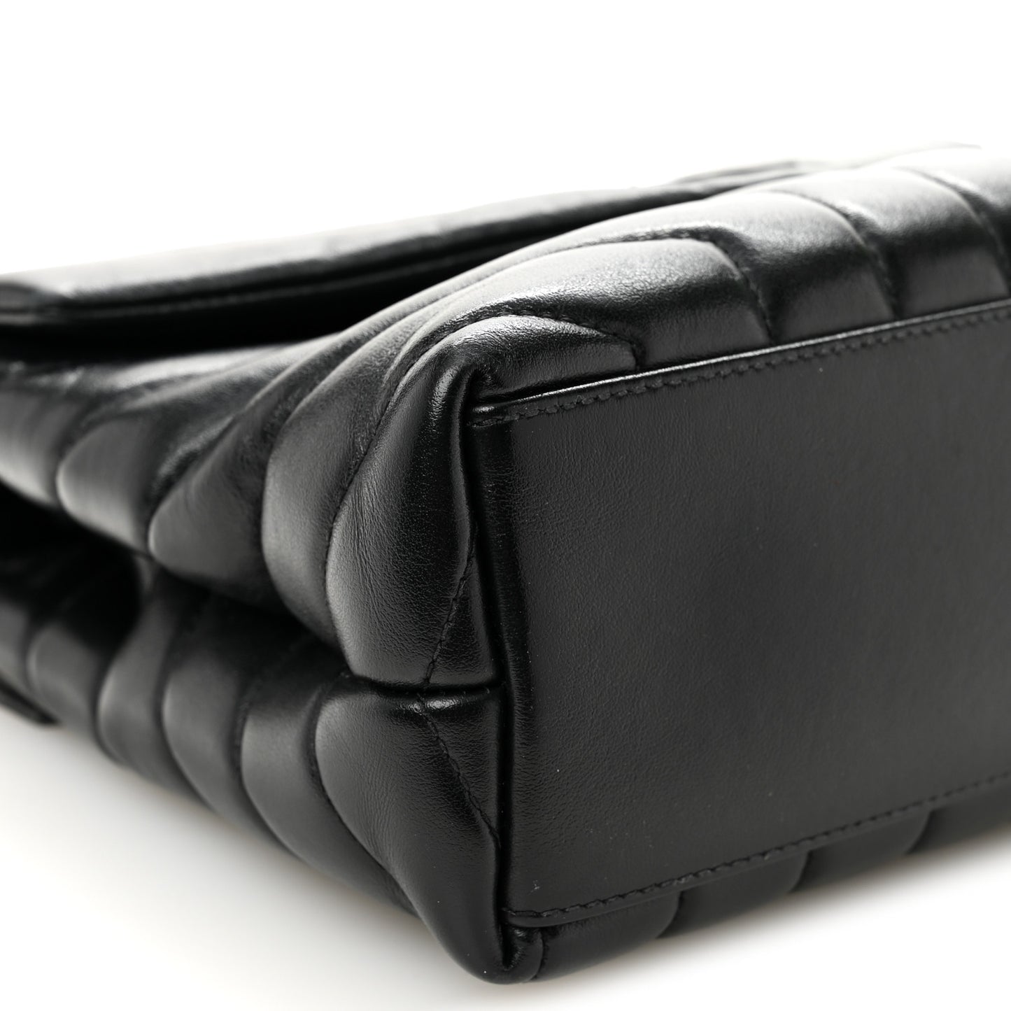 Calfskin Y Quilted Monogram Monochrome Small Loulou Chain Satchel Black