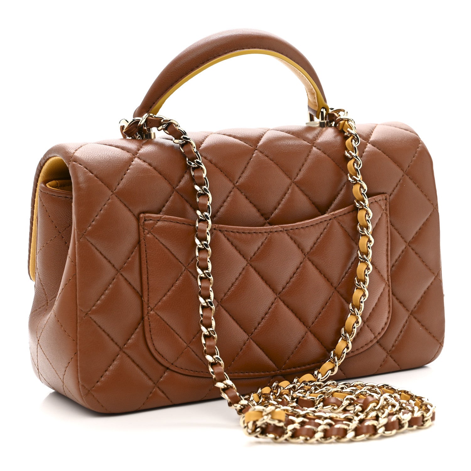 Chanel Lambskin Quilted Bi-Color Mini Top Handle Rectangular Flap