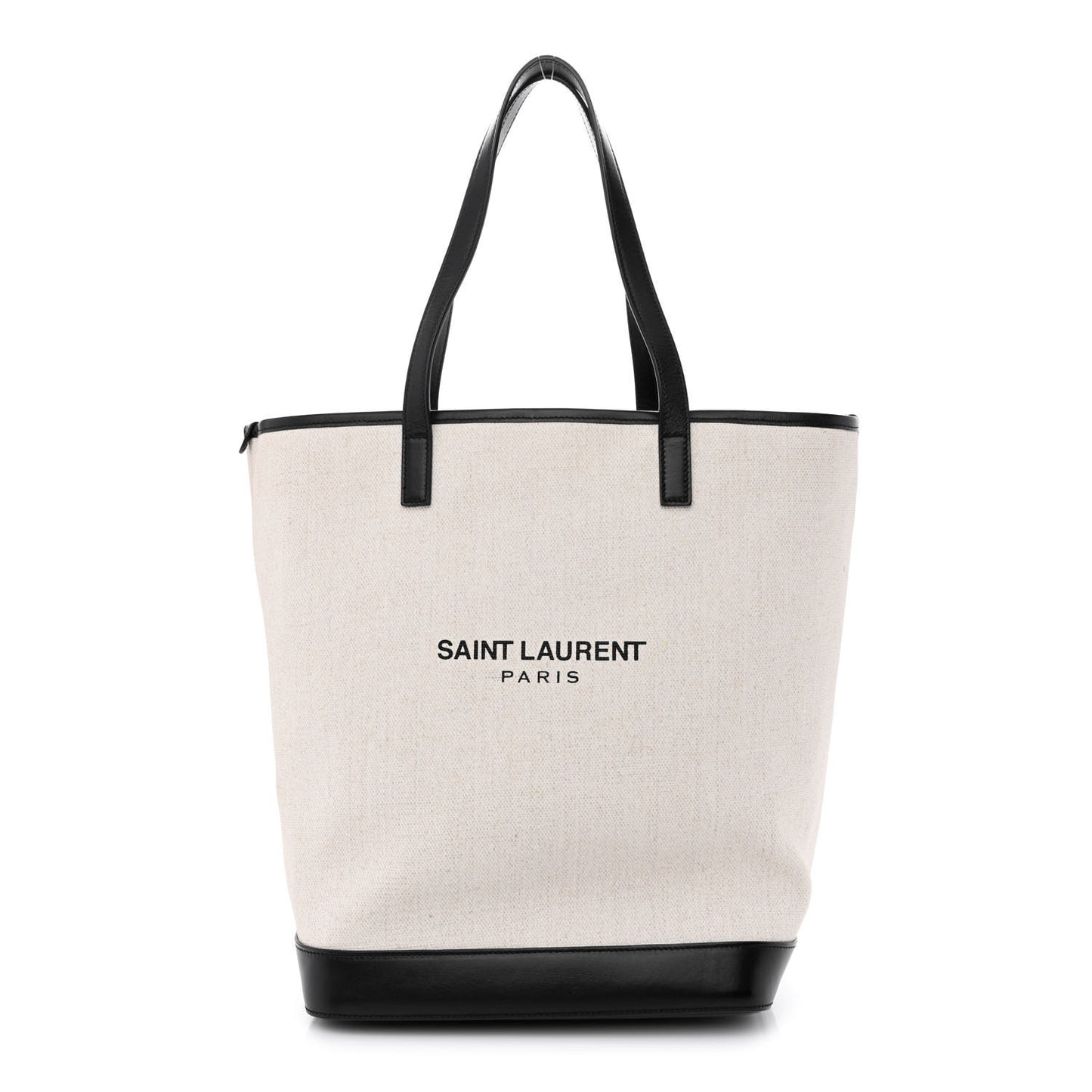 Canvas Calfskin Teddy Drawstring Shopping Tote White Black