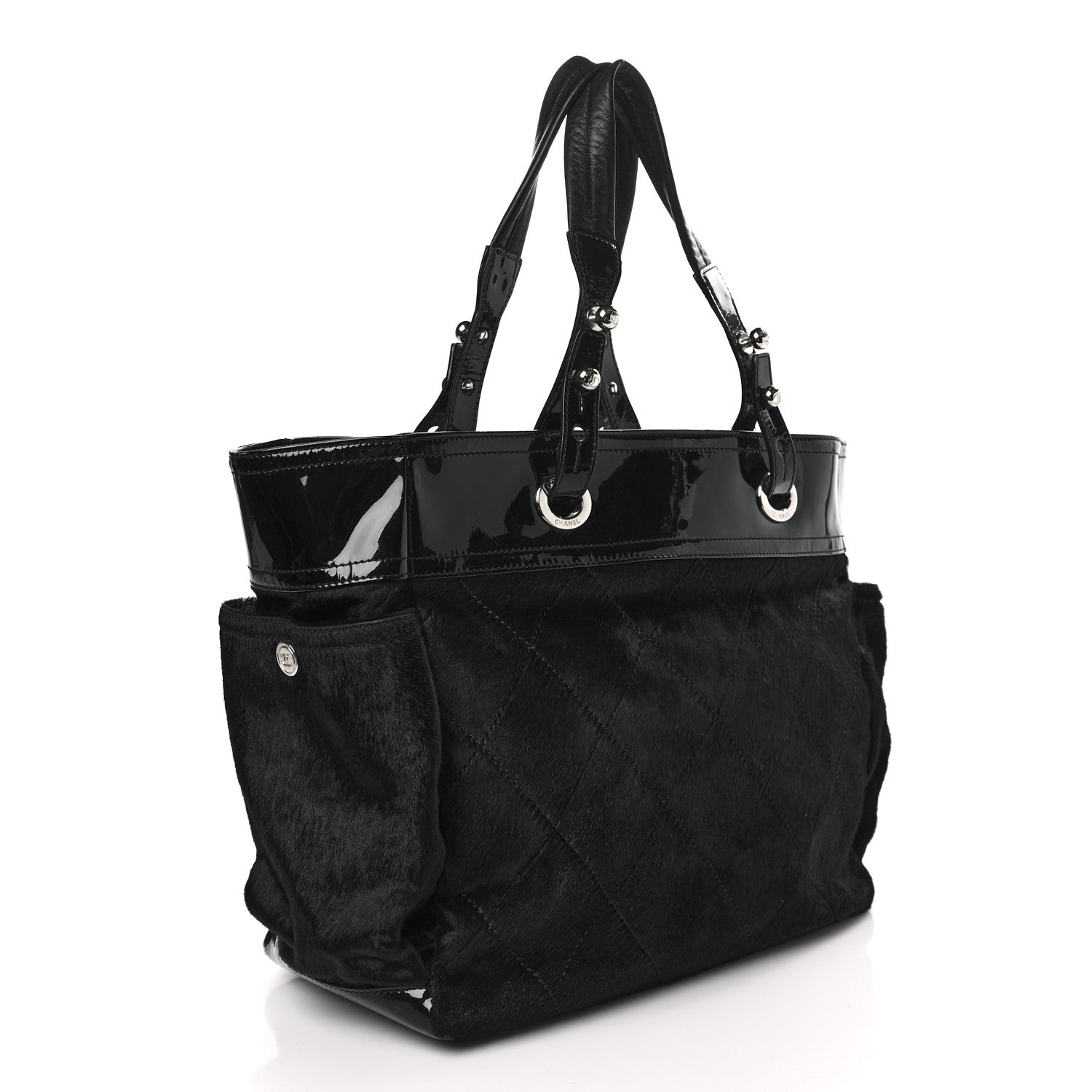 Chanel Patent Pony Hair Quilted Paris Biarritz Tote Black 4 of 10