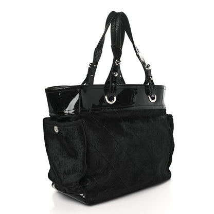 Chanel Patent Pony Hair Quilted Paris Biarritz Tote Black 4 of 10