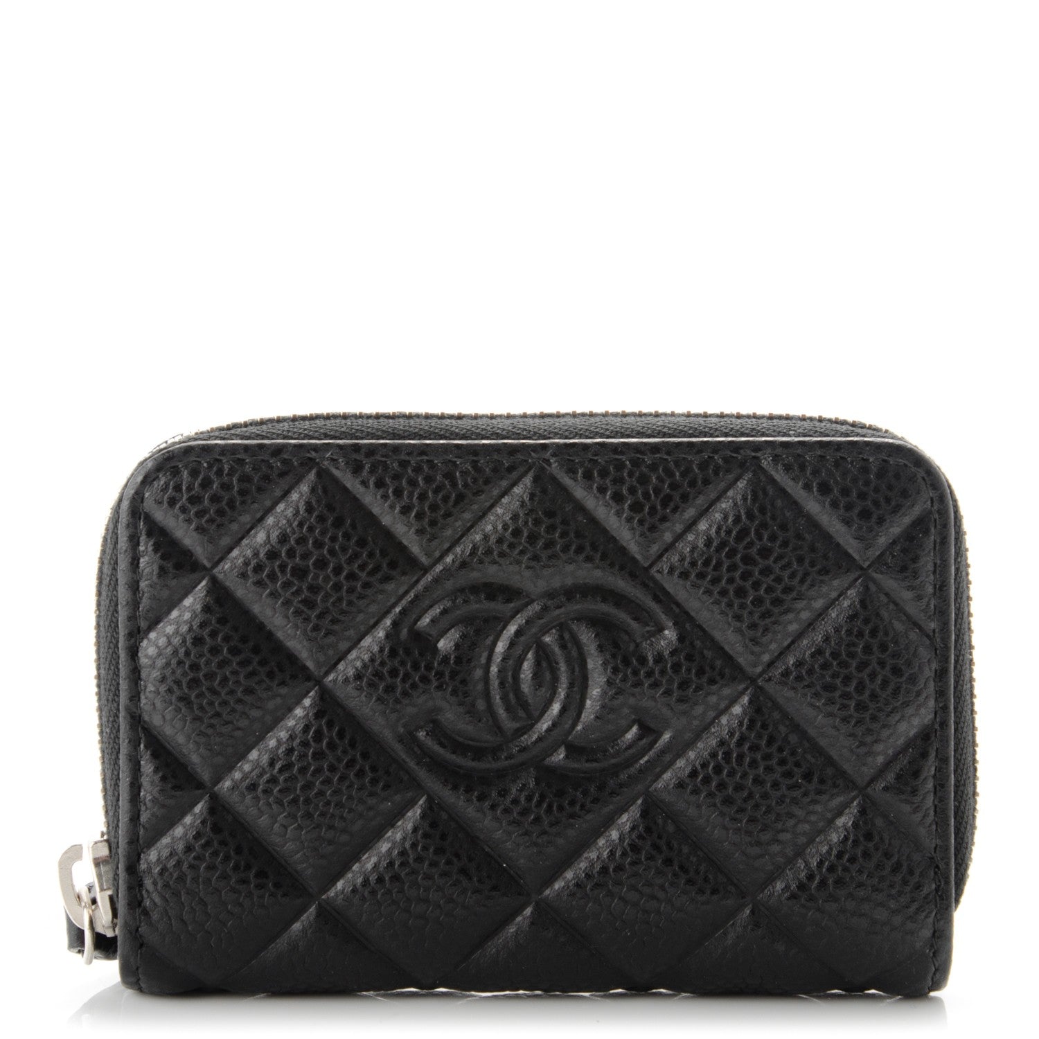 Chanel Caviar Quilted Diamond CC Zip Coin Purse Black 1 of 7