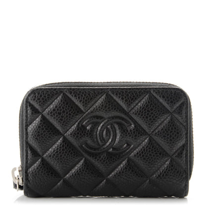 Chanel Caviar Quilted Diamond CC Zip Coin Purse Black 1 of 7