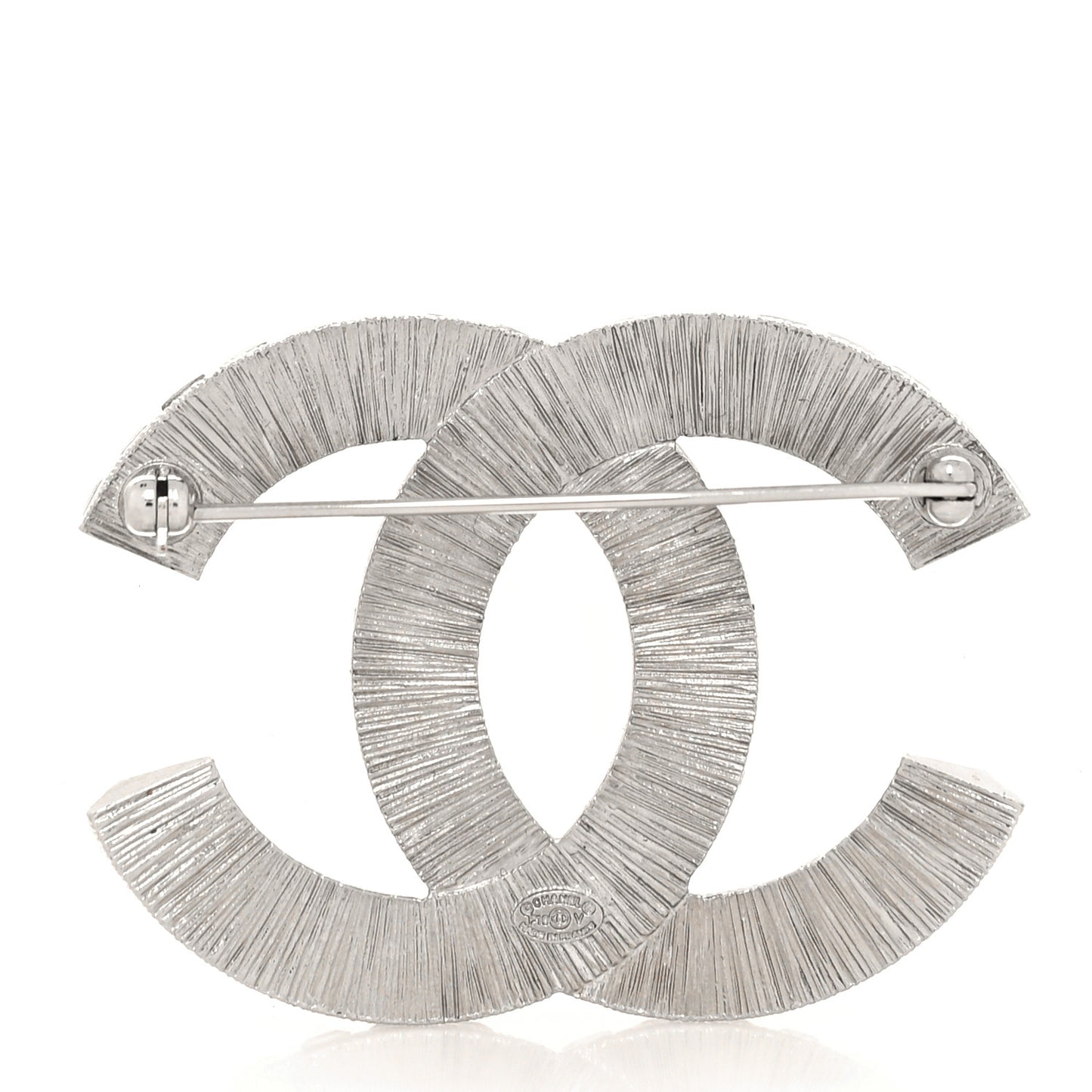 Baguette Crystal CC Brooch Silver