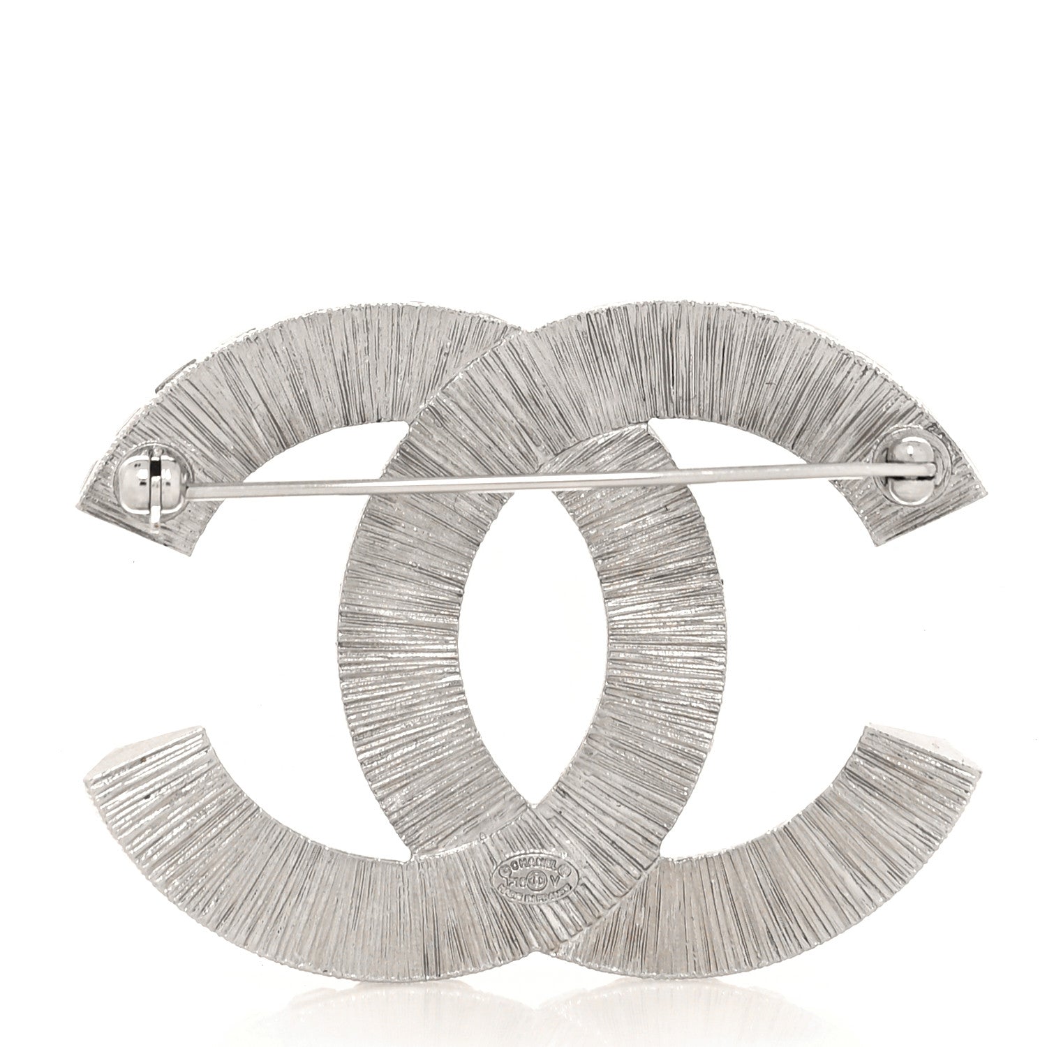 Chanel Baguette Crystal CC Brooch Silver 3 of 4