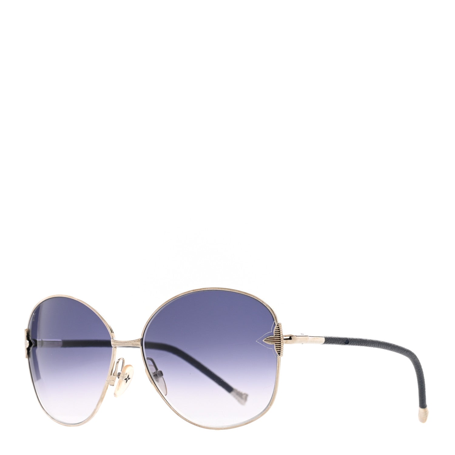 Louis Vuitton Monogram Viola Round Sunglasses Z0464U Silver Navy 1 of 7