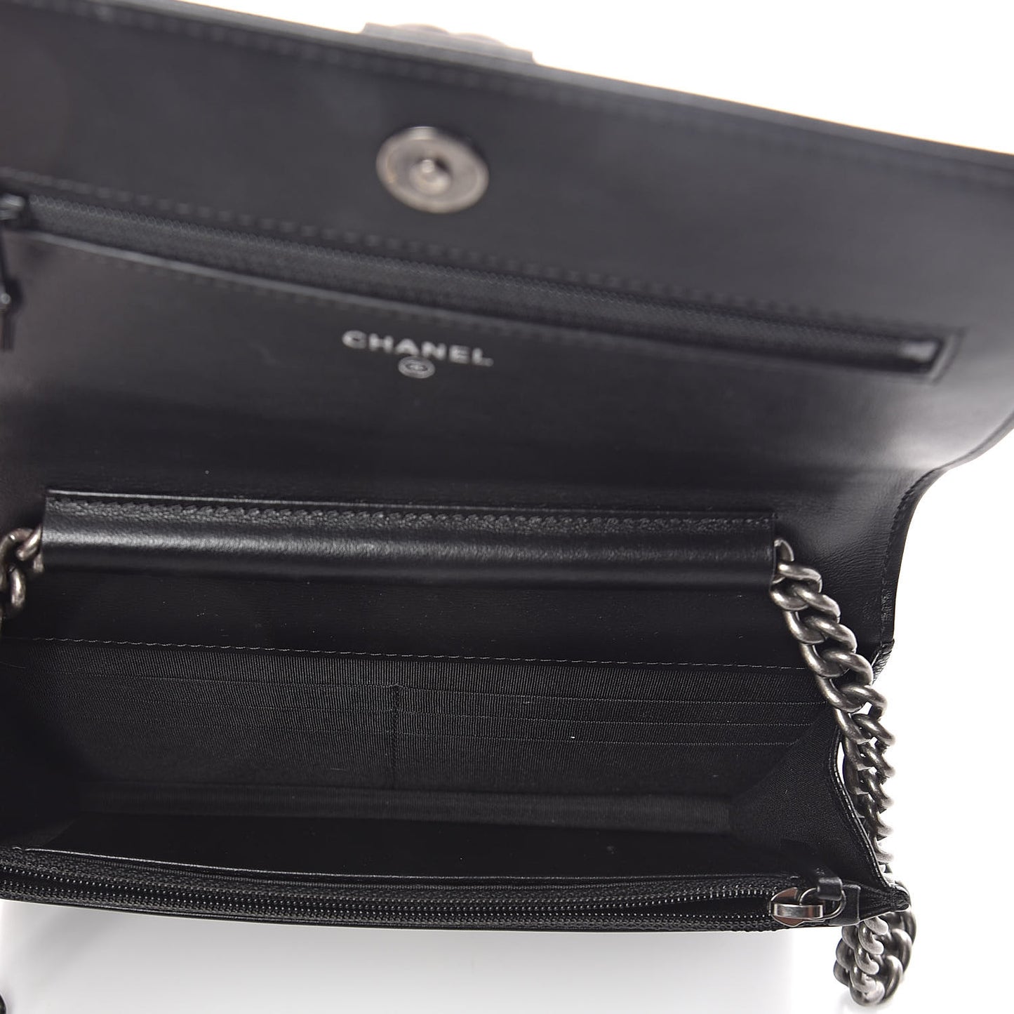 Caviar Quilted Boy Wallet On Chain WOC Black