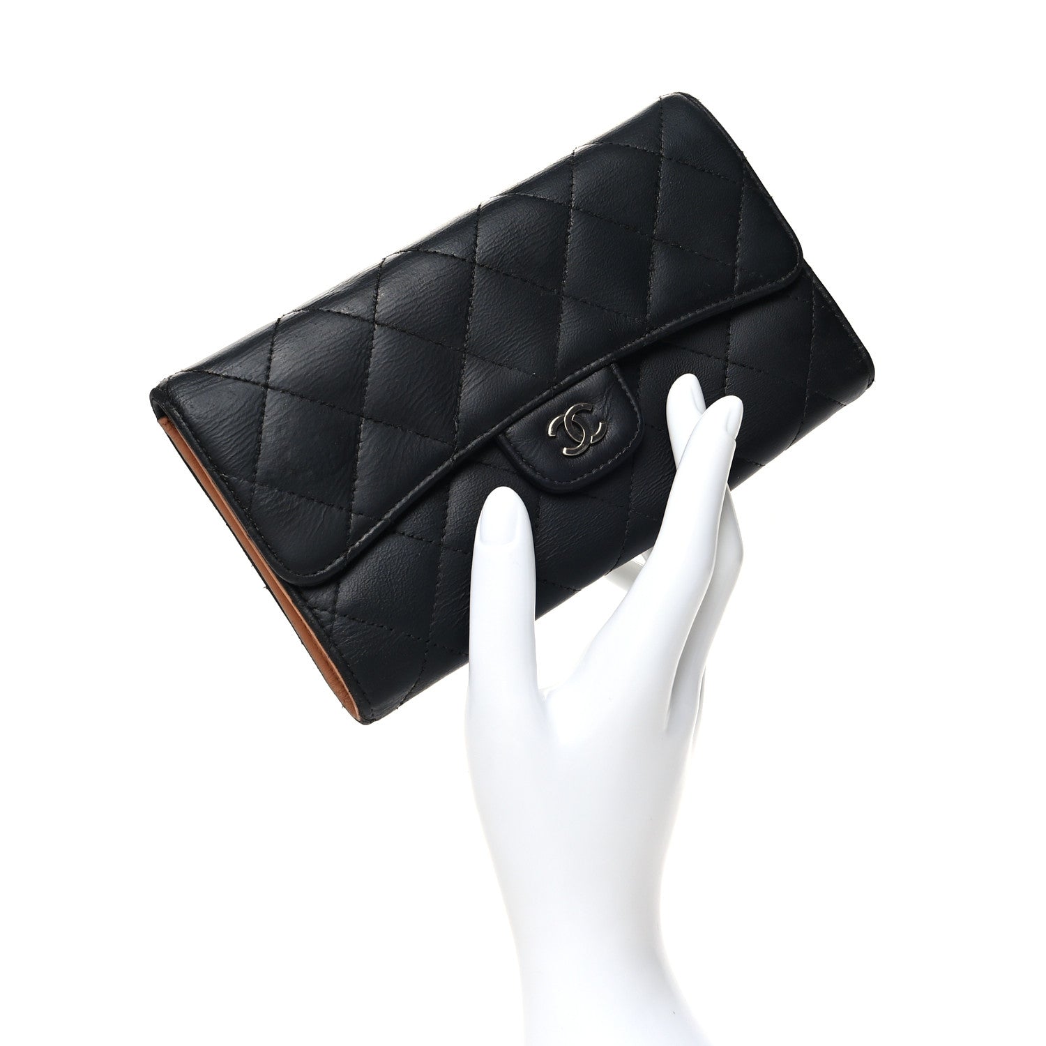 Chanel Lambskin Quilted Large Flap Wallet Black 2 of 15