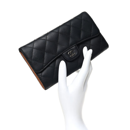 Chanel Lambskin Quilted Large Flap Wallet Black 2 of 15
