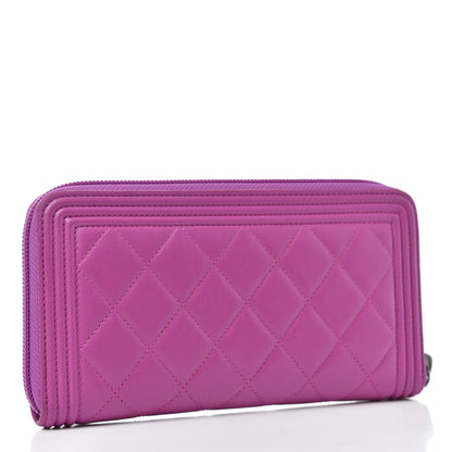 Chanel Lambskin Quilted Boy Zip Wallet Fuchsia 3 of 7