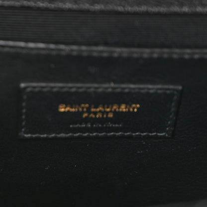 Saint Laurent Grain De Poudre Textured Mixed Matelasse Triquilt Medium Monogram Satchel Black 11 of 14