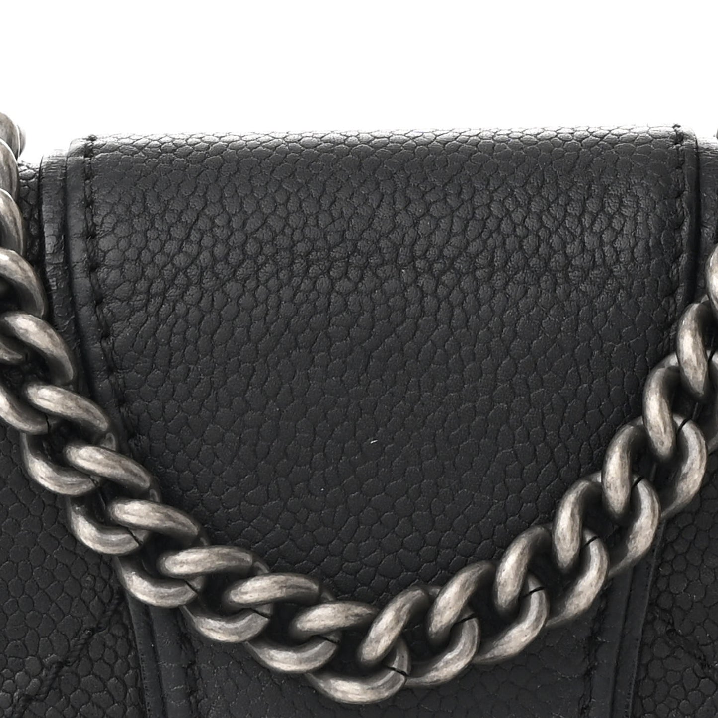 Caviar Aged Calfskin Mini Bubble Graphic Messenger Bag Black