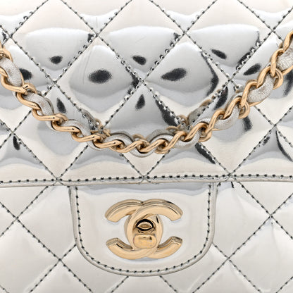 Chanel Mirror Calfskin Metallic Calfskin Quilted Hollywood Boulevard Mini Flap With Star Coin Purse Silver 8 of 11